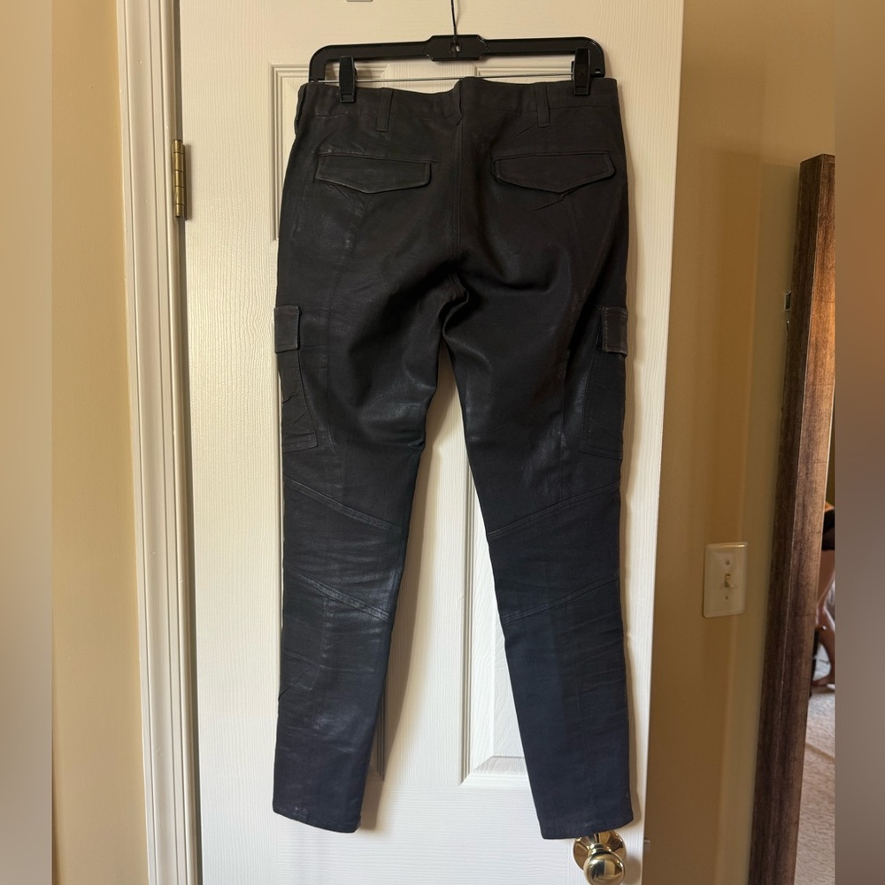 J Brand Women's Black Straight Leg Cargo Coated Denim - Picture 2 of 4